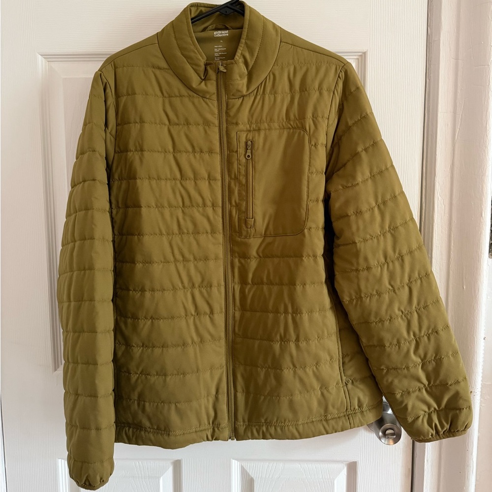 girlfriend collective Olive Green Quilted Puffer Jacket